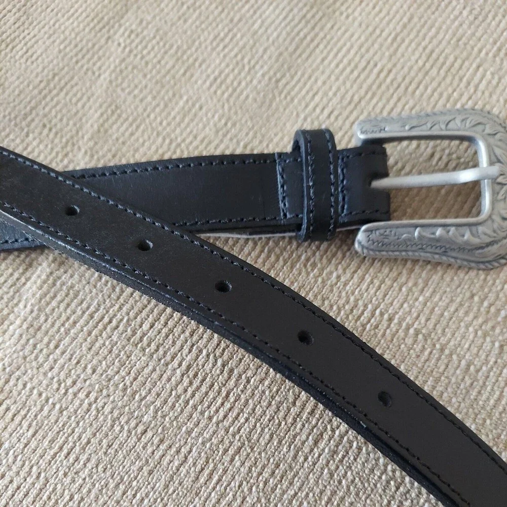 VINTAGE WOMENS LES CREATIONS ELITE BLACK SILVER BELT SIZE M NEW